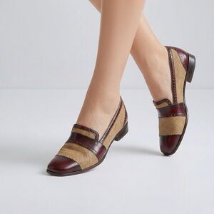 Vintage Cole Haan Burgundy and Tan Leather Loafers. Sz 9.5 AA. Made in Italy.